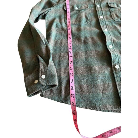 Brixton Bowery Standard Fit Plaid Flannel Button-Up Shirt Green Brown L - Picture 5 of 10